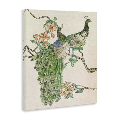«Peacock pair on branch», art mural par Melissa Wang