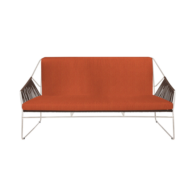 Sandur Outdoor 2 - Seat Loveseat, Taupe Rope/Stainless Steel Frame, Spectrum Cayenne Sunbrella® Plainweave