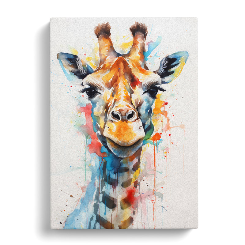 Giraffe Gestural No.2 - Wrapped Canvas, 60cm H x 40cm W x 3cm D