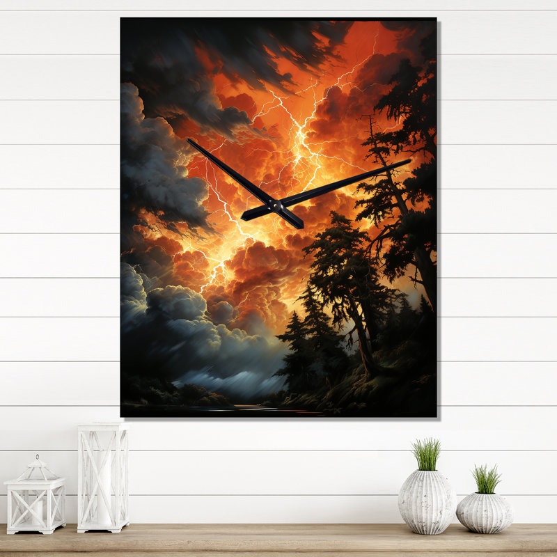 Lightning Fiery Streaks - Horloge murale paysage et nature, Grand