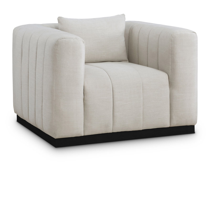 44,5 po de largeur, Tissu beige texturé en lin