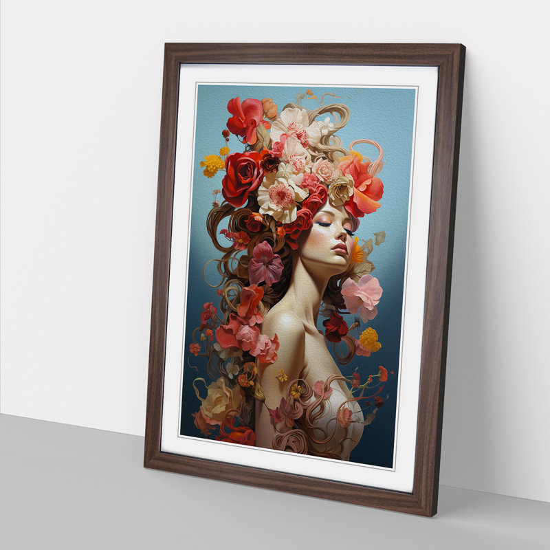 Single Picture Frame Print on Wood, Walnut Framed, 34cm H x 25cm W