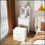 Coiffeuse 3 en 1 avec miroir à DEL, tabouret de rangement et bibliothèque ouverte - meuble-lavabo compact avec 4 tiroirs et armoire pour l'organisation de la chambre à coucher
