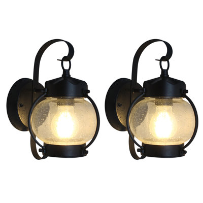 Bostock 10.35" Outdoor Porch Lights Wall Mount Small Onion Lantern Shape with Seeded Glass
