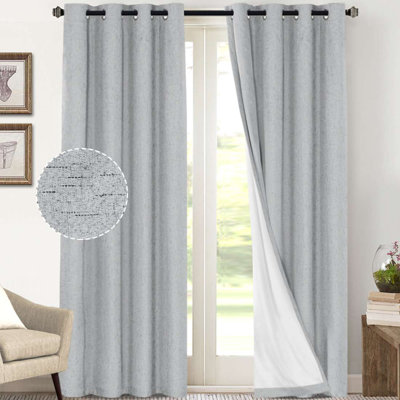 Dawain Linen Solid Textured 100% Blackout Window Drapes for Bedroom Thermal Grommet Full Lighting Blocking for Living Room Curtains 2 Panels