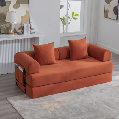 Canapé pliable avec structure en métal et pochette de rangement modulaire réversible en tissu pour les petits espaces