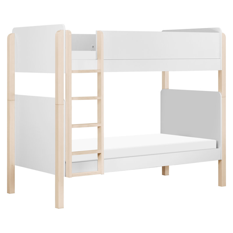 TipToe Twin Bunk Bed, White/Light Brown
