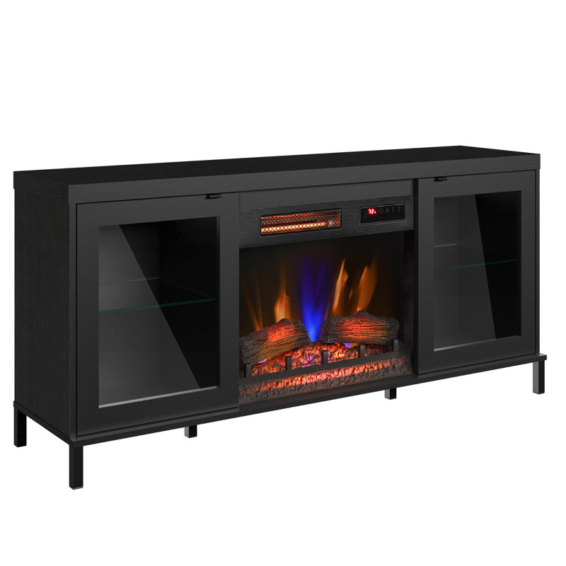 Meuble télé avec foyer et lumières DEL modernes duraflame®, noir