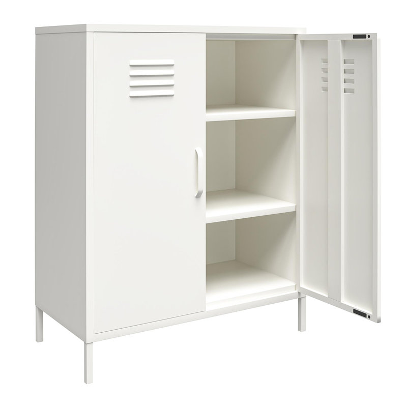 Buffet décoratif 2 portes Gioia Steel, Blanc doux