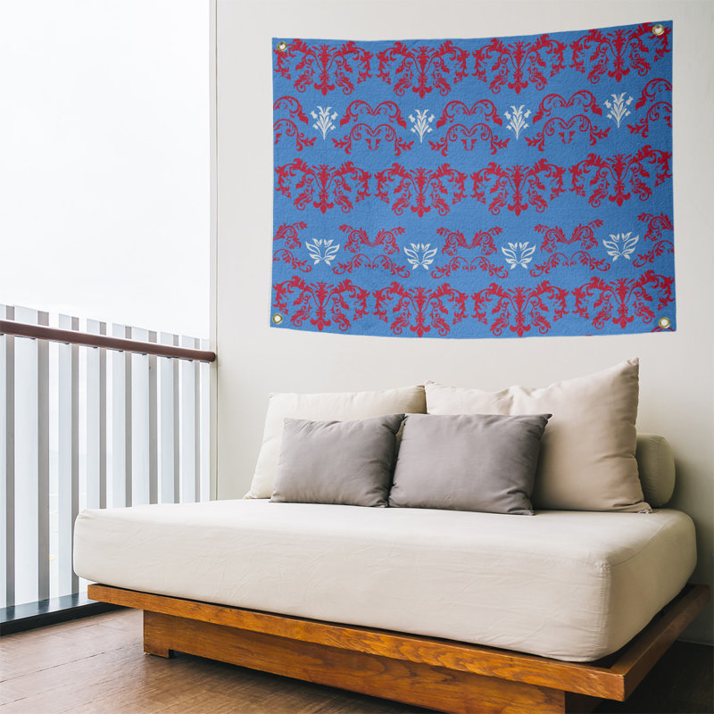 Tapisserie baroque en polyester polyester Houston, H 26 po x l 36 po, Bleu / Rouge / Blanc