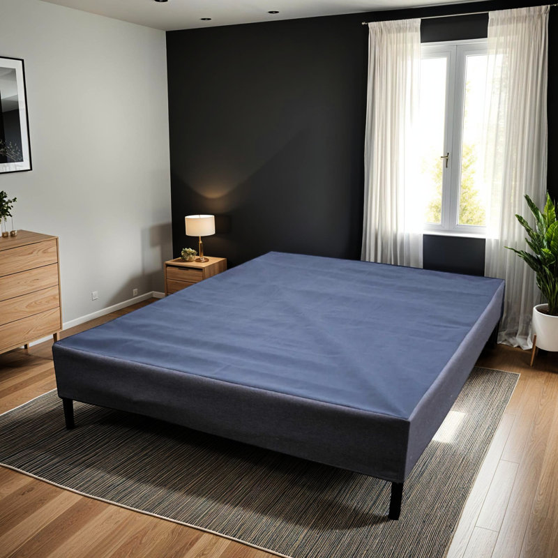 Base simple en tons de noir et de gris, sommier tapissier robuste d'une seule pièce, peut fonctionner avec ou sans pieds, installation sans effort, convient aux tailles de matelas standard, capacité de 1000 lb, 42,06 lb