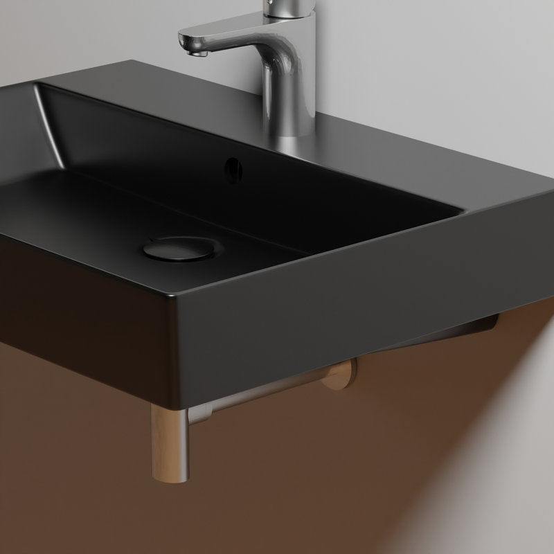 23.6'' L Bathroom Sink, Single Hole, Matte Black