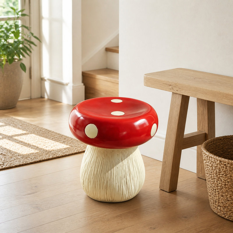 Tabouret d'appoint en résine orange 13 po x 13,4 po Orange, Orange