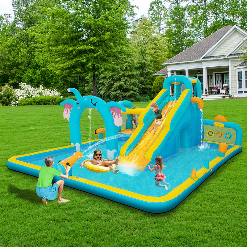 Jeu gonflable avec glissade d'eau Elephant