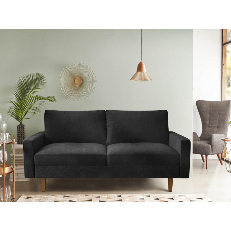 Zayn Upholstered 69.7'' Sofa, Black Velvet