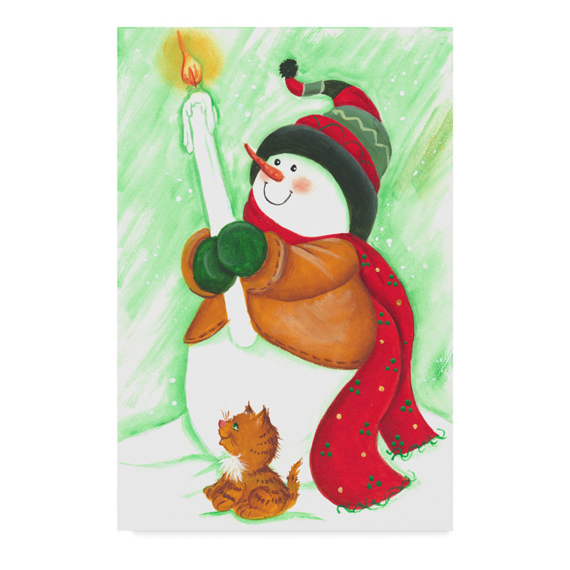 « bonhomme de neige the way lights », art sur toile, H 19 po x l 12 po x P 2 po