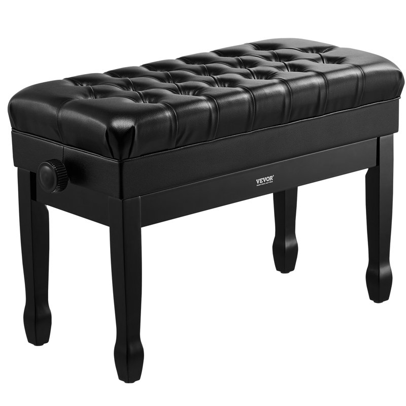 Adjustable Duet Piano Keyboard Bench Storage Padded Seat Wooden Bookcase Stool