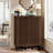 33.46" Modern Dark Walnut Wooden  6-Tier Shoe Cabinet With Louvered Doors-865478702