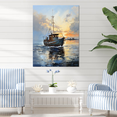 «Lake Fishers Boat Twilight III» - art mural bateau côtier