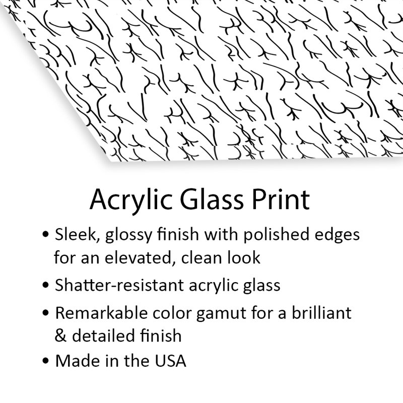 Encres imprimées sur verre acrylique, H 24 po x l 24 po x P 0,25 po