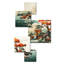 «Vintage Japanese Lake Scenery I», ensemble d'art mural abstrait paysage carré de 5