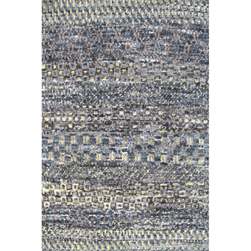 Tapis brun en laine noué à la main de conception unique 7 pi 11 po New Age Illusion