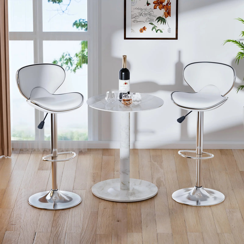 Modern Pu Leather Counter Height Bar Stools,Adjustable Swivel Bar stools With Metal Frame And Footrest For Counter Kitchen Island Dining Room