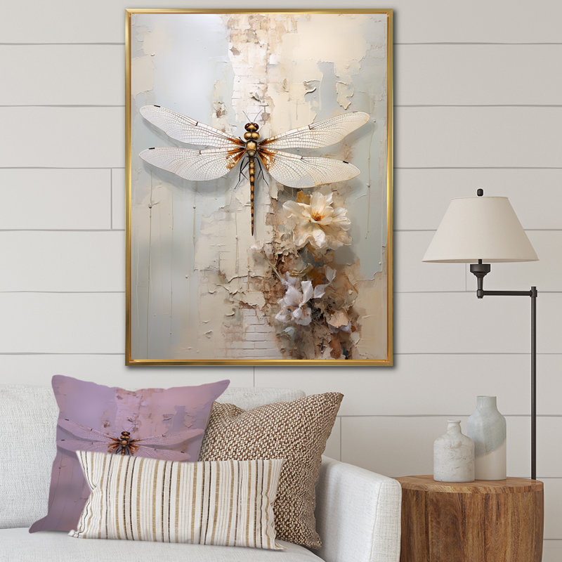 Dragonfly Delight I - impression, Cadre flottant doré, H 20 po x l 12 po x P 1 po