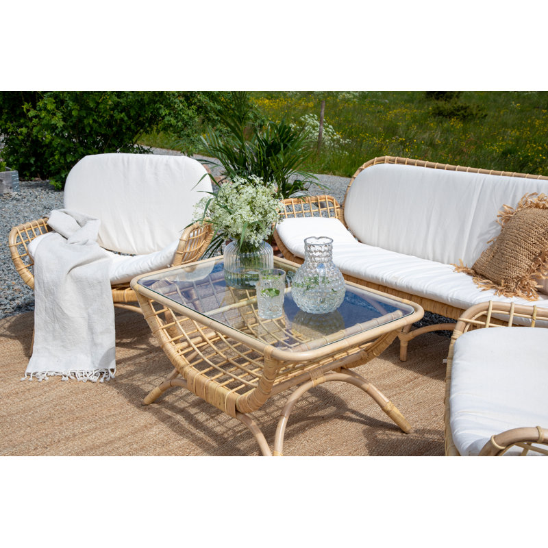 Vikenti Rectangular Glass Outdoor Coffee Table - 95 cm W 60.5 cm D
