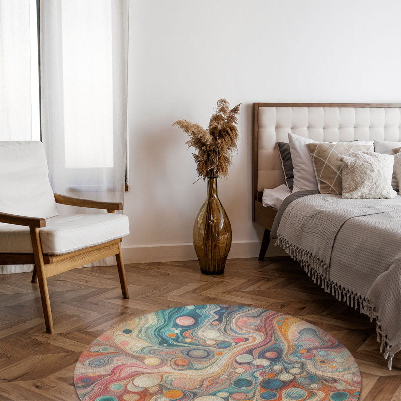 Tapis tressé en marbre chromatique, Rond 5 pi
