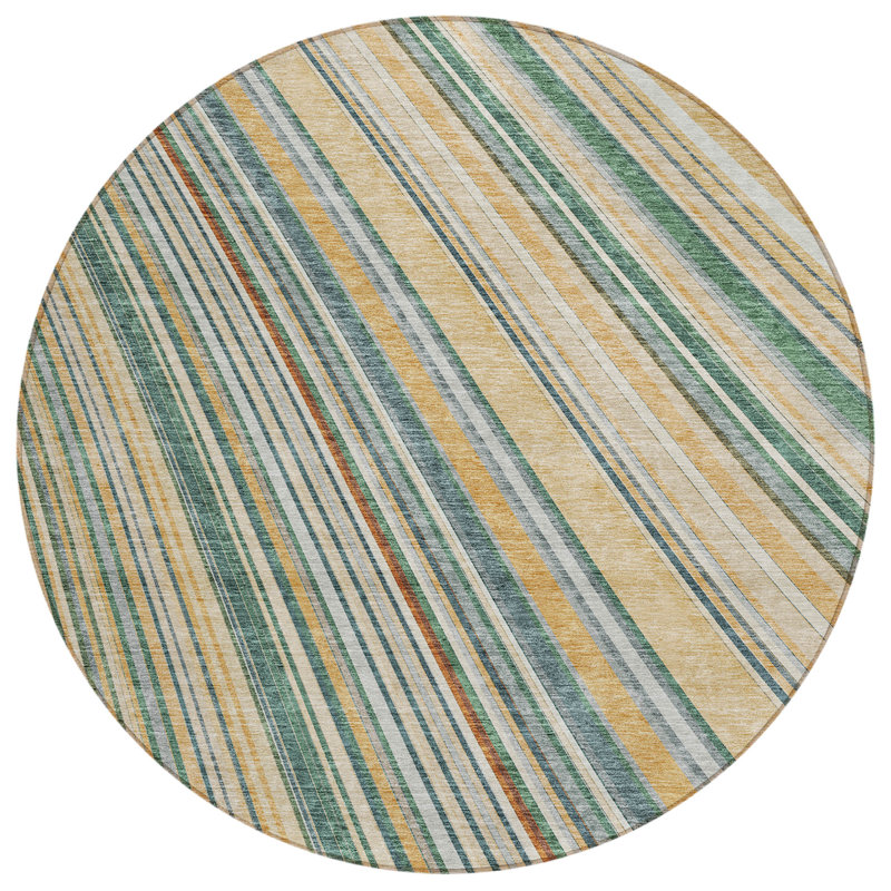 Tapis intérieur lavable à rayures 8 po beige et doré
