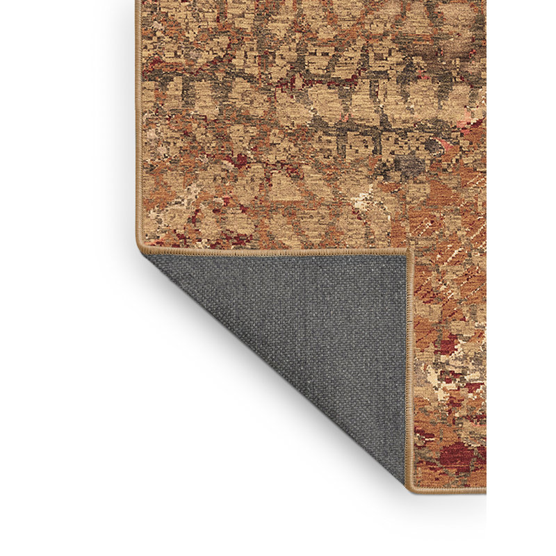 Tapis oriental en laine / polyester tissé à la machine en brun, Rectangle 4 pi x 6 pi