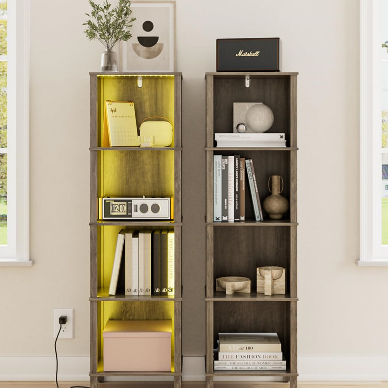 126.5cm H x 36.1cm W Standard Bookcase, Grey
