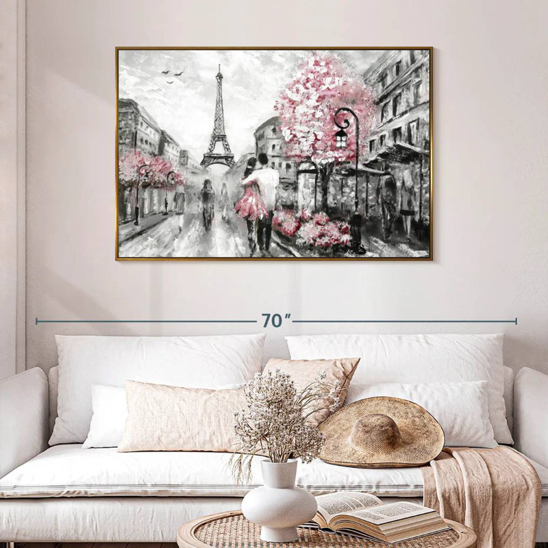 Rose Paris, 46 po x 31 po, Cadre flottant doré