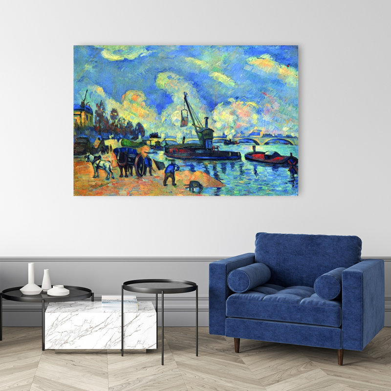 La seine à Bercy, reproduction d'art classique de cheval sur une plage contemporaine, 40" H x 60" W