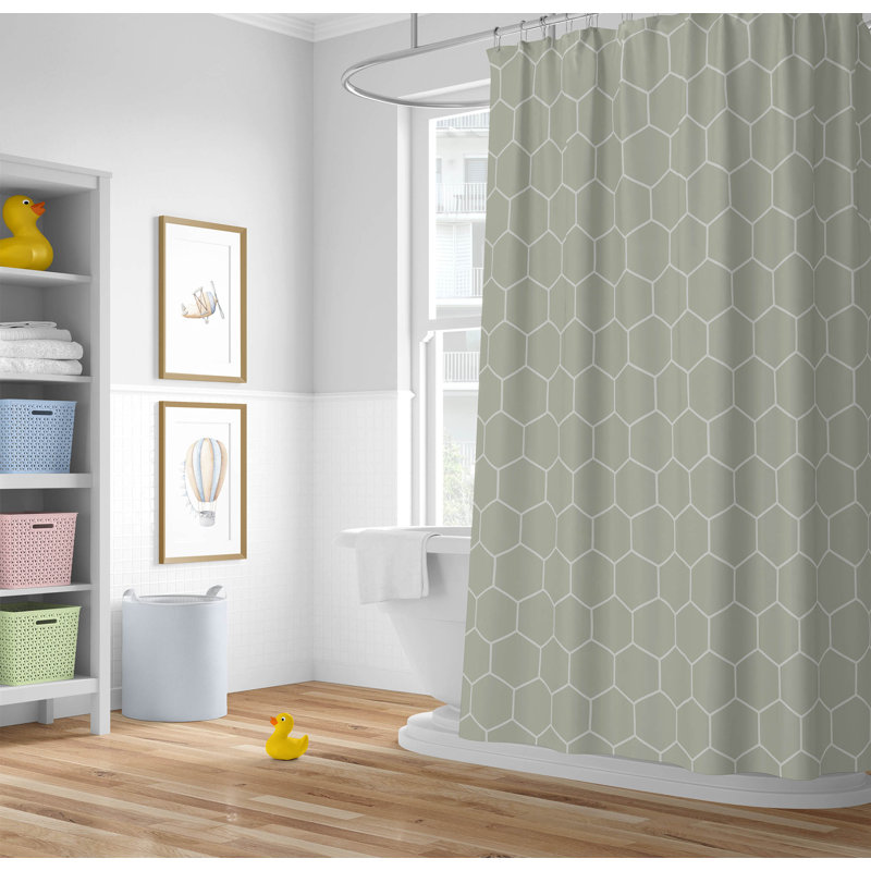 Comb Ultra-Thin Lightweight Shower Curtain, Light Green