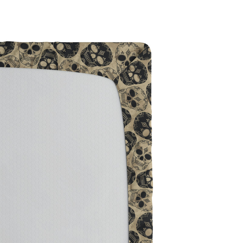 Drap-housse Ambesonne, Beige, gris anthracite, gris / damas, Drap-housse simple TG