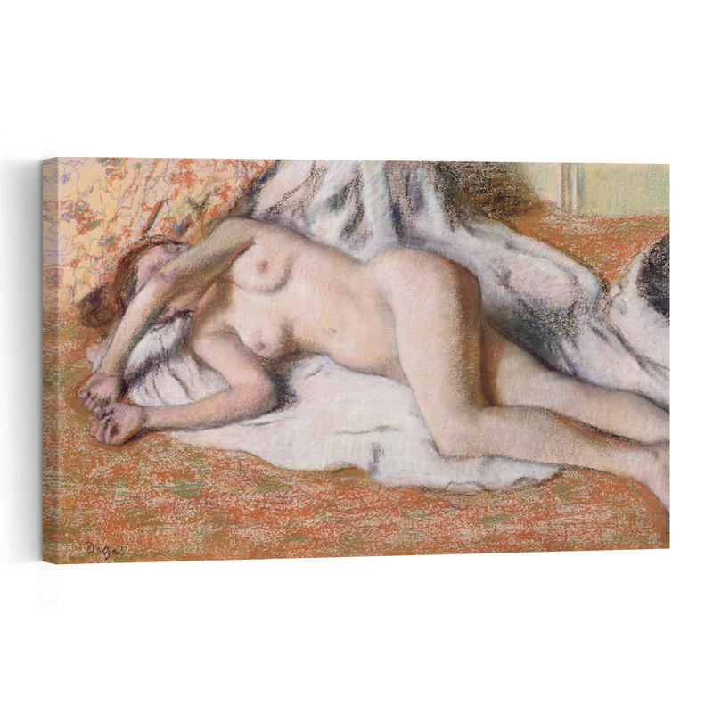 Après le bain ou nu allongé, vers 1885, estampe d'art mural abstrait contemporain impressionniste, H 40 po x l 60 po