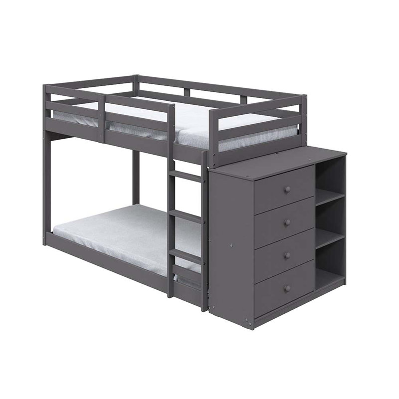 Lit mezzanine simple avec bibliothèque Athaliah par Harriet Bee, Gris2