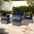 6-Piece Nesting Patio Set with Space-Saving Design, Steel Frame & Tempered Glass Table, Seating for 6