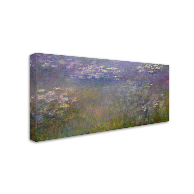 Art mural sur toile tendue - «Water Lillies 2» de Monet pour décoration de salon, de chambre à coucher ou de bureau - 12 x 24