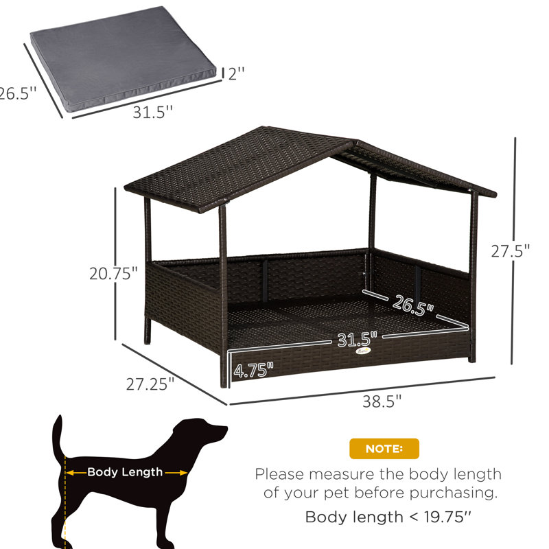 Niche pour chien grise avec auvent - Conception solide et confortable surélevée pour petits et moyens chiens
