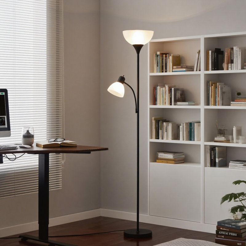 Lampe sur pied avec lampe de lecture, lampe haute 72 po pour 2 têtes, lampes sur pied pour le salon, la chambre à coucher, le coin, le bureau. Sans ampoules