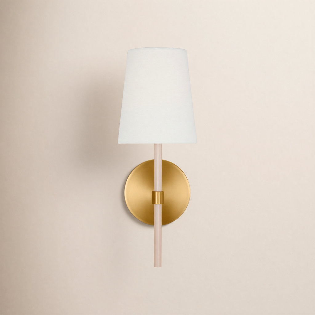 Single Light Dimmable Armed Sconce, Burnished Brass BLH