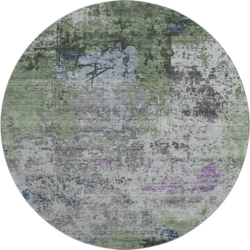 Premium Machine Washable Mayfield AMF1911 Abstract Rug, Round 8'