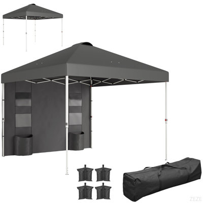 10X 10 Ft Party Tent W/ Sidewall With  Height Adjustable Instant Sun Shelter W/ Storage Pockets