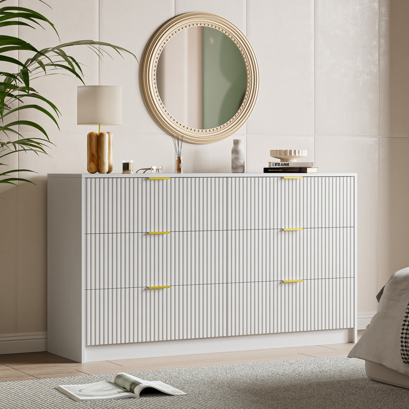 6 - Drawer Dresser, 55.1" W, White