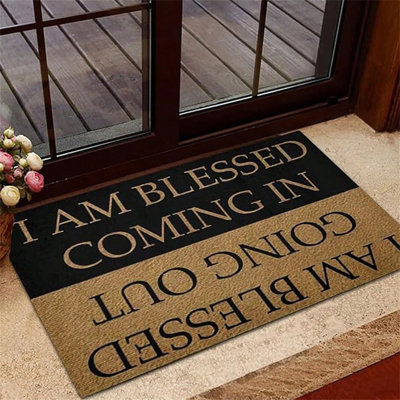 Tapis d'entrée d'entrée en polyester 15,9 po x 23,7 po «I AM Blessed» à séchage rapide avec envers antidérapant
