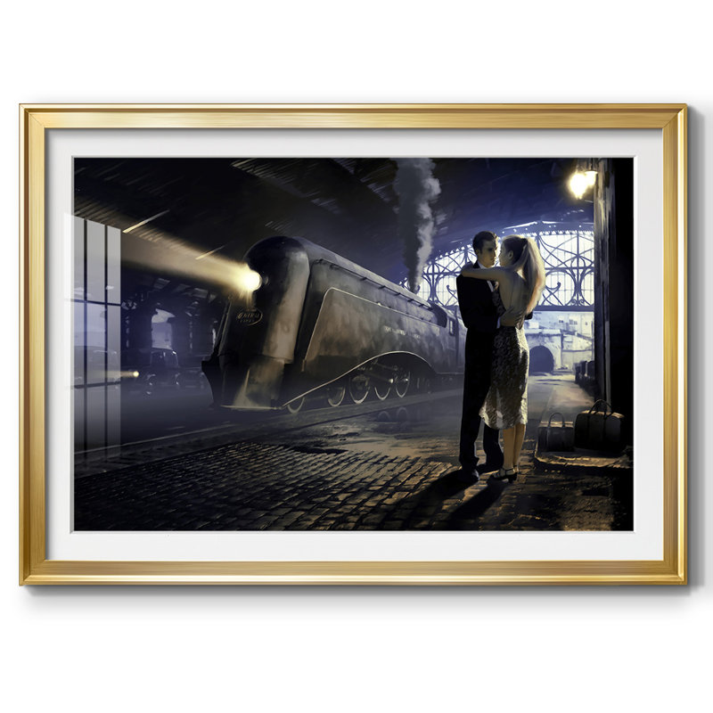 Train Depot, reproduction d'art encadrée, Or, H 19 po x l 27 po x P 1,5 po
