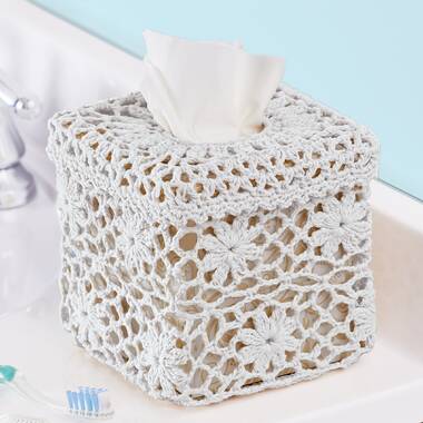 MacKenzie-Childs Flower Market Boutique Tissue Box Cover - White